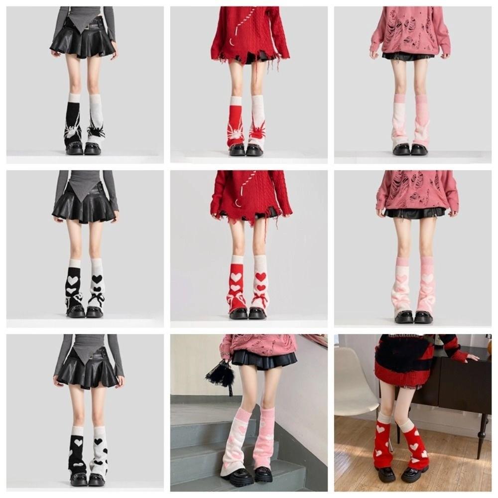 Spider Knitted Leg Warmers Heart Lolita Boots Cover Fashion Knee High Girls Stockings  Student