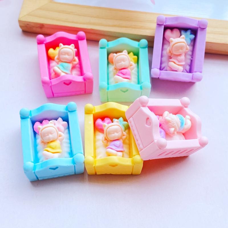 6pcs New Mixed Cute Mini Simulated Crib Flat Back Cabochon Crafts Clothing DIY Scrapbooking Accessories