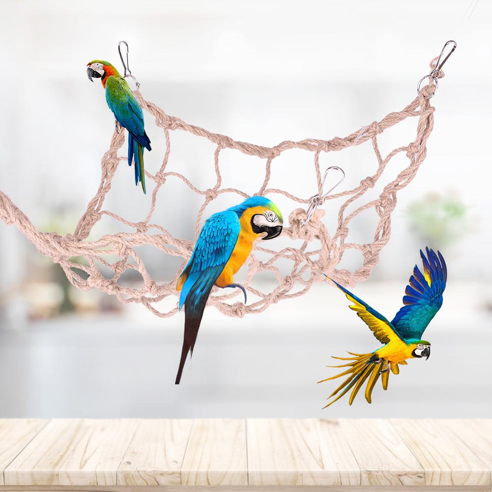 

Parrot Birds Toys Hemp Rope Large Climbing Net Parrots Supplies with Hooks