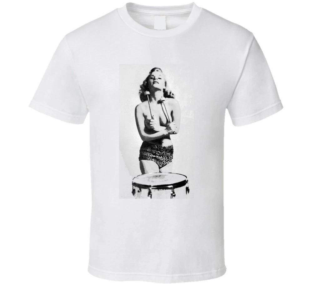 Leopard Drummer Retro Vintage T-shirt Tee 50s 60s Drum Bongo Drums Pinup Congas 2XL