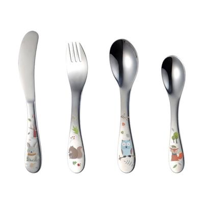 Set 4 bucăți pentru copii, cuțit și furculiță, cuțit și furculiță, cu tema animală, tacâmuri pentru copii