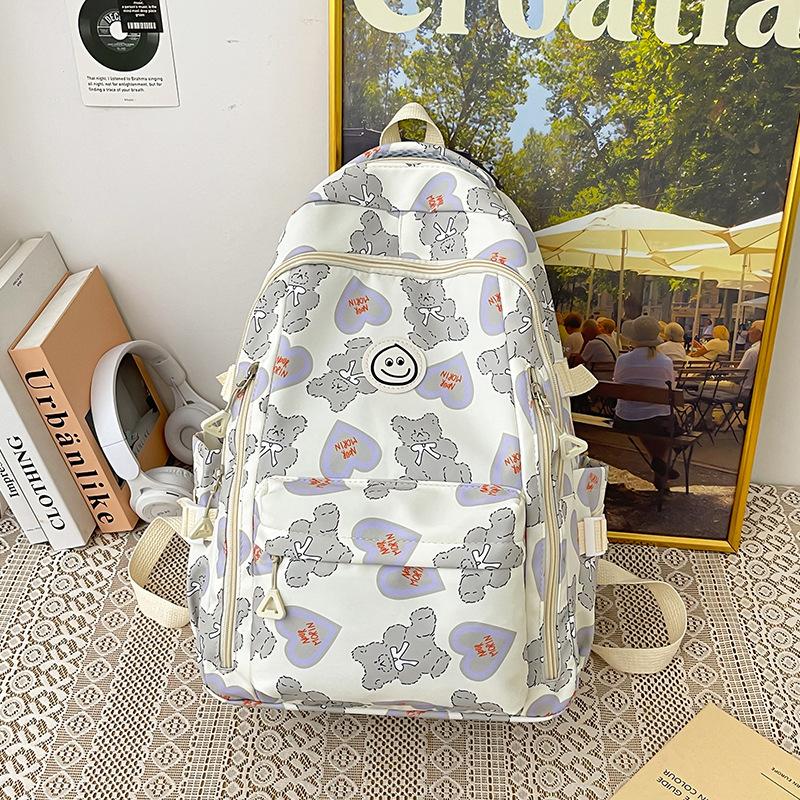 New high-value love bear niche design backpack female college students female junior high school students large-capacity schoolbag