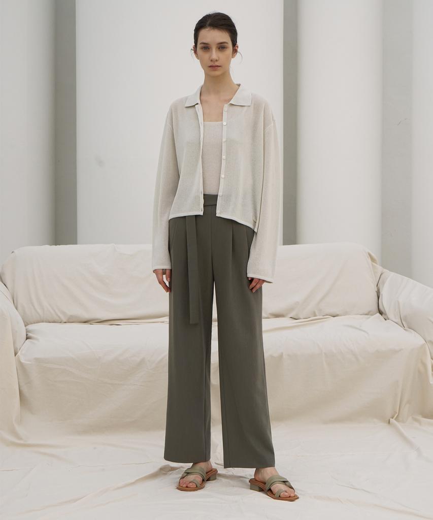 RE RHEE Straight Wide Leg Slacks Trousers Kh