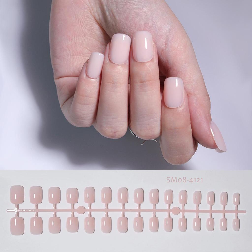 Autumn & Winter Solid Color Short Square Nails - 30 Pre-made Pieces in Striped Bag