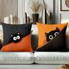 Cute Black Cat Pattern Orange And Black Throw Pillows Polyester pillowcase, sofa decorative cushion cov Headboard Pillow