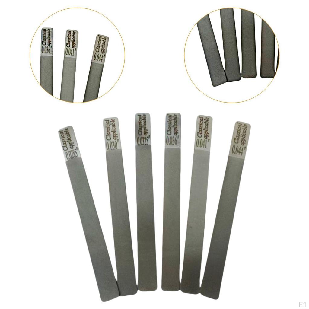 6x Pilníky na kytarové pražce Sada pilníků pro drážkování s kalibrací Pevné Přesné Opravné Praktické Nerezové