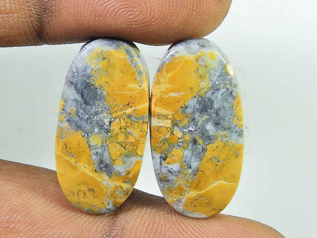 34Cts. Natural Maligano Jasper (12mm X 15mm each) Oval Cabochon Match Pair SK-2775
