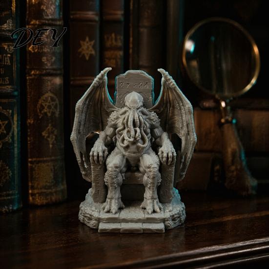 Cthulhu Throne Statue 3D Printed Statue, Gothic Resin Figurine for Shelf & Desk Mysterious Retro Ornaments Decor, Tentacle Monsters Dark Fantasy