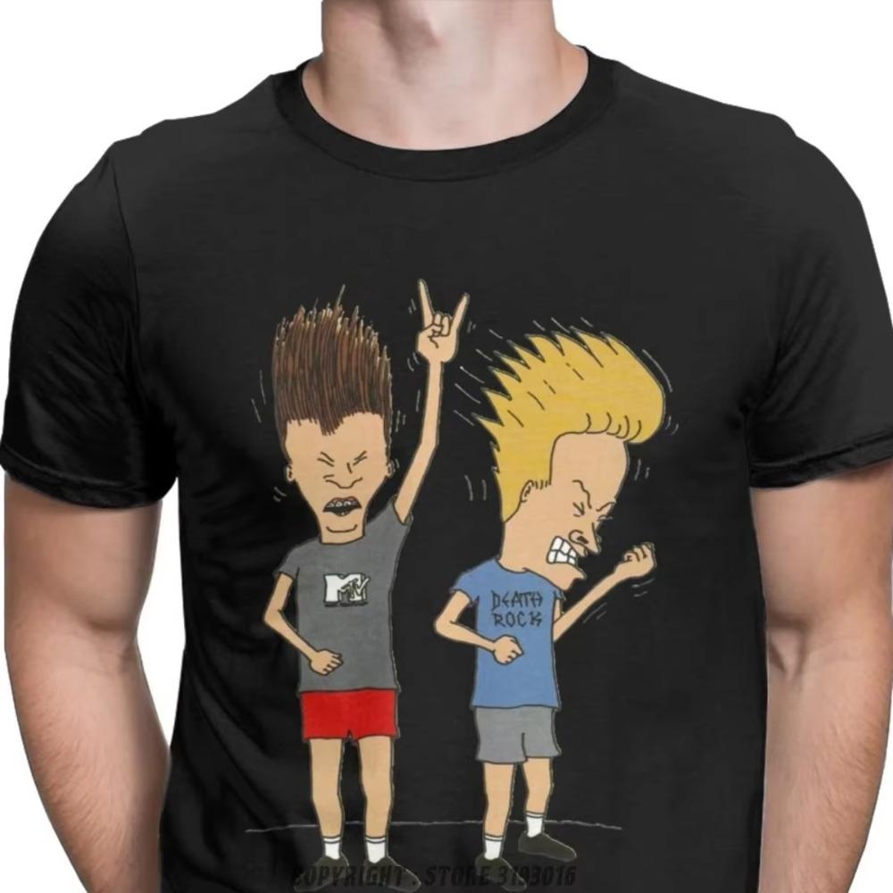 

Мужские футболки Beavis Butthead Rock, мужская удлиненная футболка в стиле комиксов, панк, Camisas Hombre, хип-хоп, хипстерская рождественская футболка L чёрный