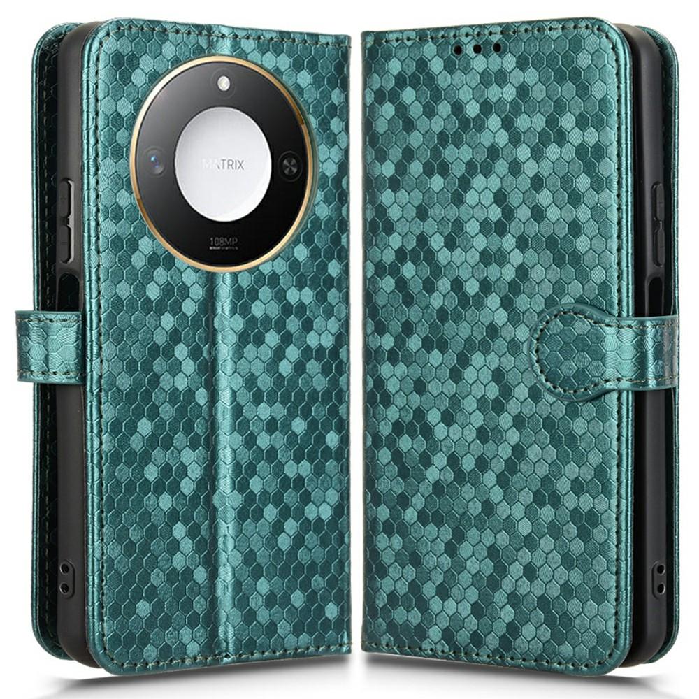 

For Honor X9c Smart 5G/X60 5G Wallet Case Dot Pattern Imprint PU Leather Phone Cover Green