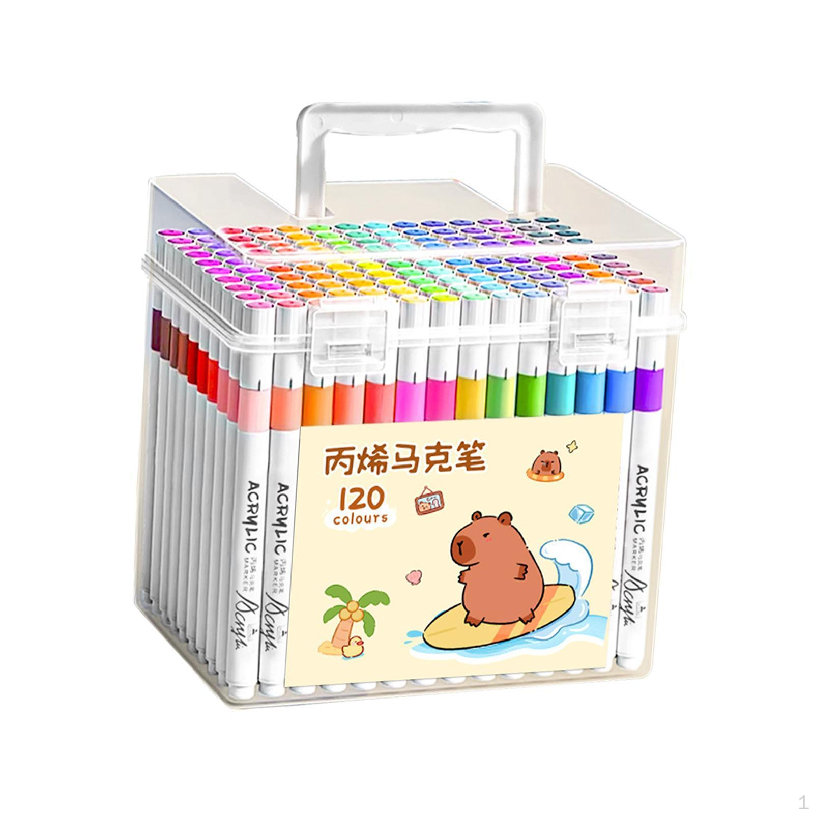 

120x Acrylic Paint Markers Pens Coloring with Carry Case