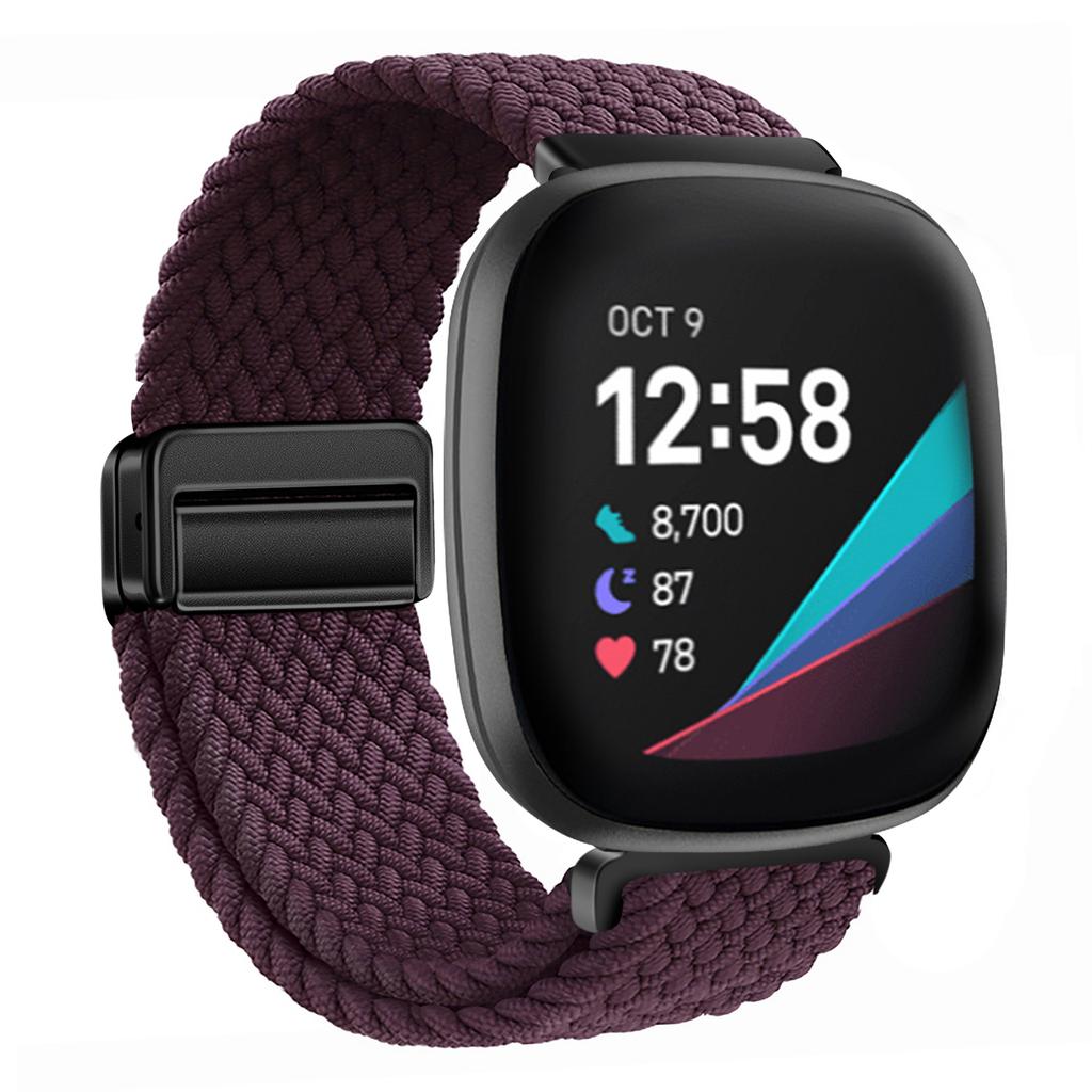 Nylon Braided Loop Strap For Fitbit Versa 4/3 Adjustable Metal Magnetic Bracelet Wristband For Fitbit Sense 2/1 Band Accessories