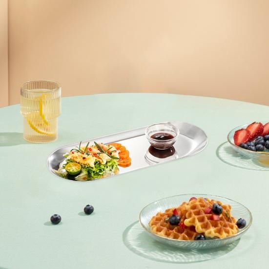 Placă de grătar din oțel inoxidabil, strălucire în oglindă, de calitate alimentară, sigură pentru mașina de spălat vase, gustare multifuncțională, desert, servire de mâncare cu legume