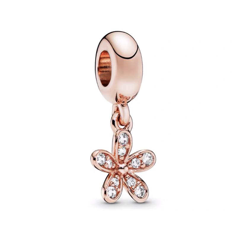 Sparking Rose Gold Plated Charm Beads Dangle Fit Original Snake Silver Bracelet Necklace Beads for Diy Jewelry Women Gift 2026
