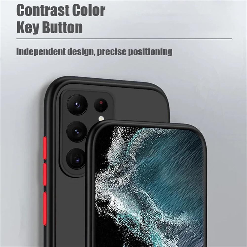 Matte Armor Shockproof for Samsung Galaxy S23 S22 S21 S20 FE Note 20 10 Ultra Phone Case Colorful Transparent Back Full Protection Cover