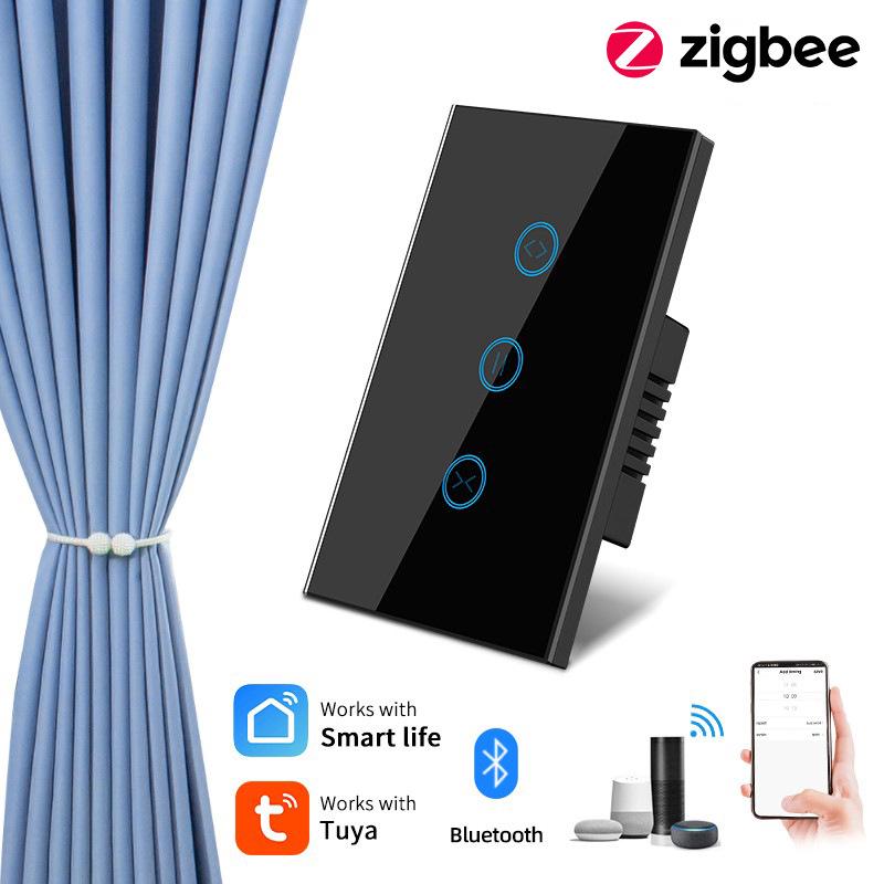 Zigbee Curtain Motor Smart Switch with Alexa Voice Control and Touch Operation
