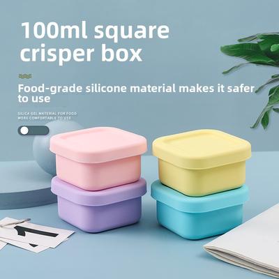 5 Farben Mini-Bento-Box aus Silikon - Wiederverwendbar (Spülmaschinenfest) | Quadratisches Snack-/Süßigkeiten-Aufbewahrungsbox für Picknick/Büro/Reise
