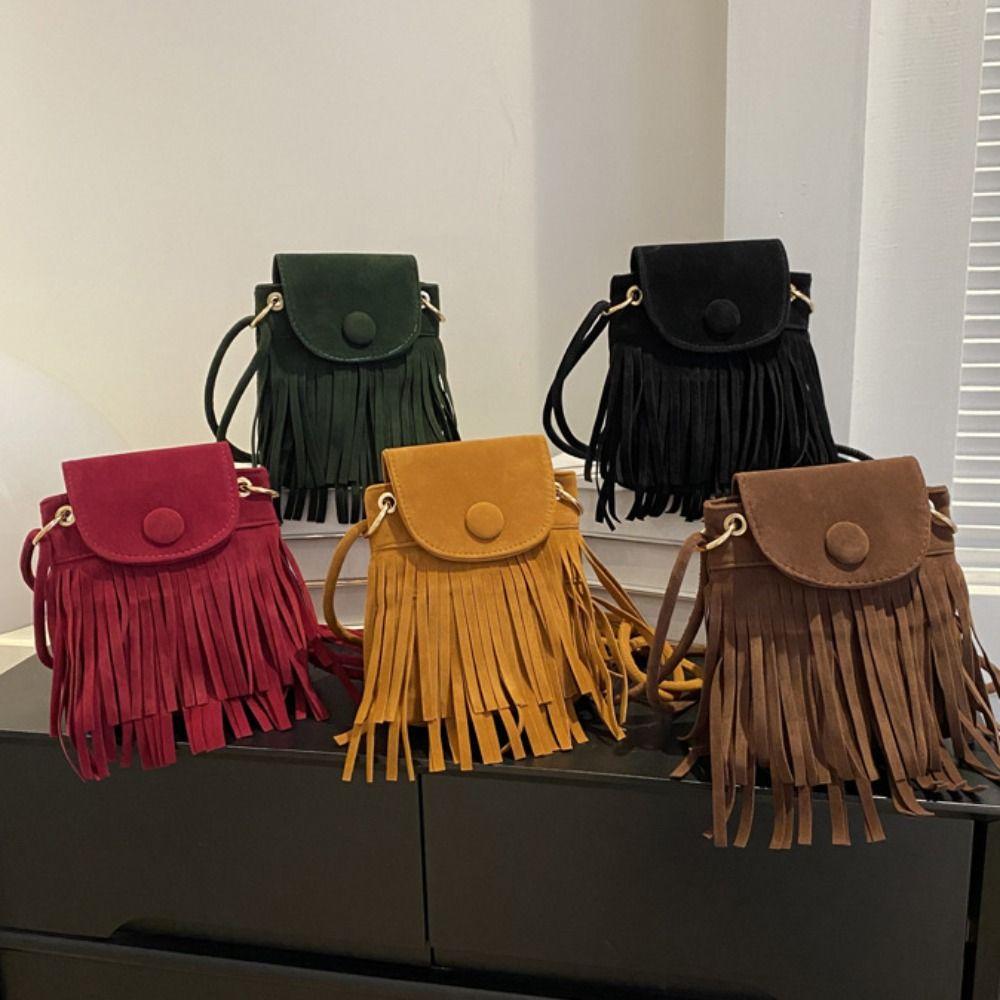 Retro Bohemian Fringed Crossbody Bag Nylon Tassel Shoulder Bag Bohemian Shoulder Bag  Messenger Bag
