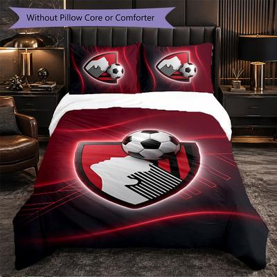 Bournemouth Voetbal 3-delige Beddengoedset Zachte Dekbedovertrekset met Kussenslopen Bedkamer Decoratieset voor Thuis