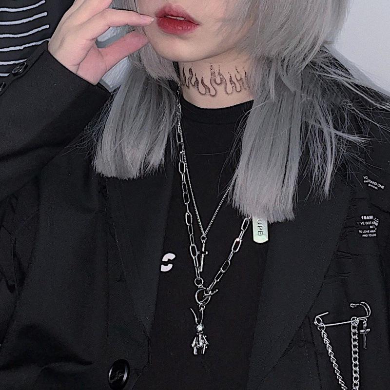 Multi-layer Hip-Hop Fashion Necklace with HOPE & Movable Rabbit Pendant for Men and Women - Trendy, Versatile Design