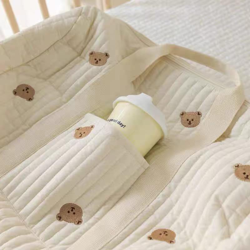 Universal Space Baby Diaper Bag with Zipper, Embroidery Mom Handbag Stroller Accessories Storage Bag for Diaper, Phone, Keys