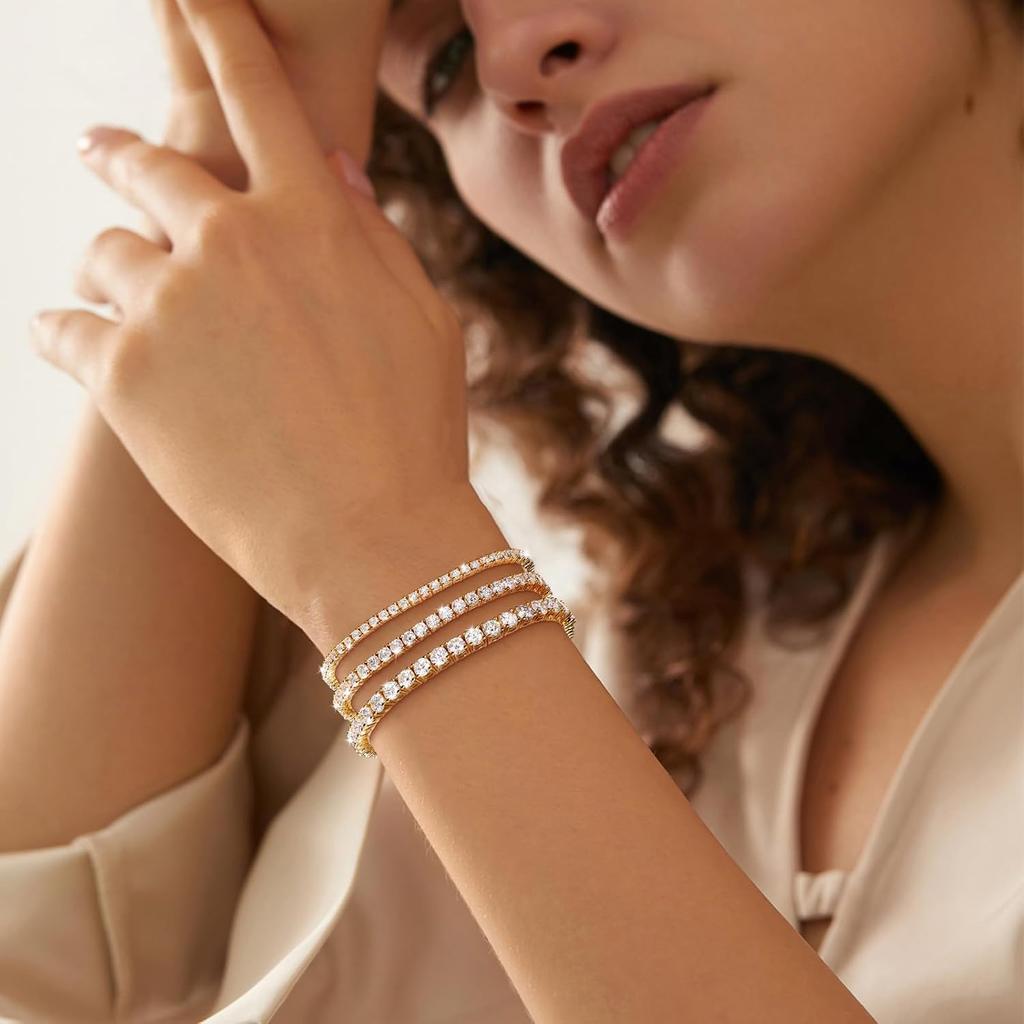 Moissanite Tennis Bracelet 1.79ct-8.69ct Adjustable Bracelet for Women 18K White Gold Plated S925 Sterling Silver Tennis Bracelet D Color VVS1 Round