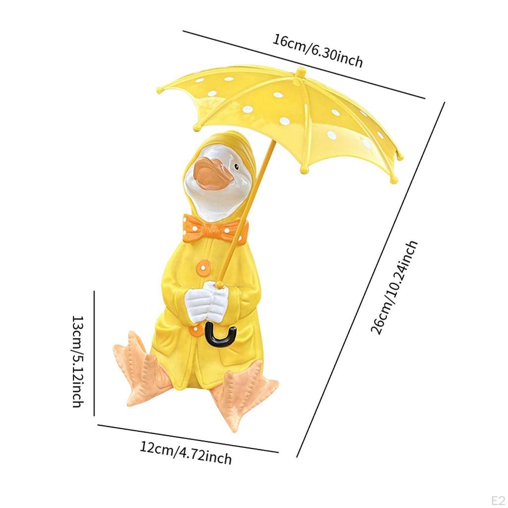 Duck Holding Umbrella Statue Resin Figurine Creative Collectible Craft Garden Decoration Animal