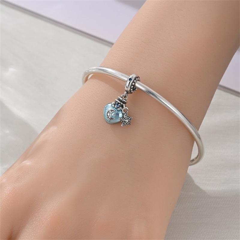 Mărgele Charm Originale Cupru Albastru Ocean Plutitor Sticlă Dorințe Charm Pandantiv Pentru Femei Bijuterii Cadou de Ziua de Naștere Confecționare