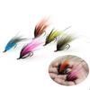 #6 Double Hook Salmon Steelhead Wet Flies Fox Tail Streamer Lure, Trout Bass Fly Fishing Bait for Freshwater Saltwater, 5 Colors