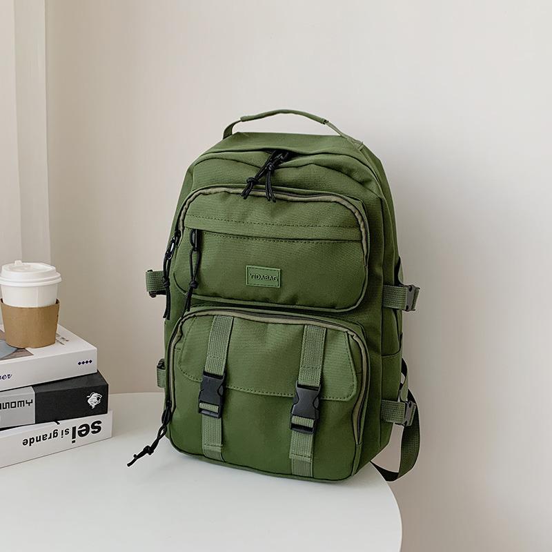 

Школьный рюкзак для старшеклассников, однотонный дорожный рюкзак зелёный