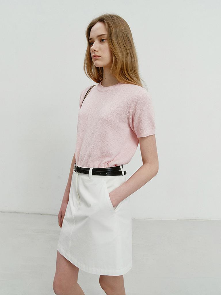 Deonseuteu Summer Cotton Crew Neck Knit Soft Pink_Udsw4B232P1