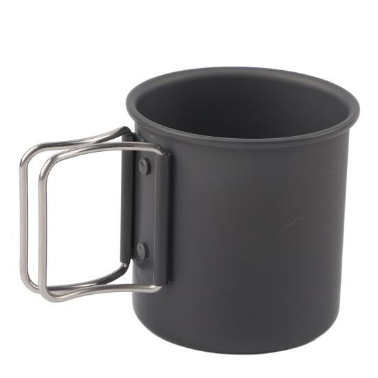 

Outdoor Camping Drinking Cup with Foldable Handle Aluminum Alloy Coffee Mug Black