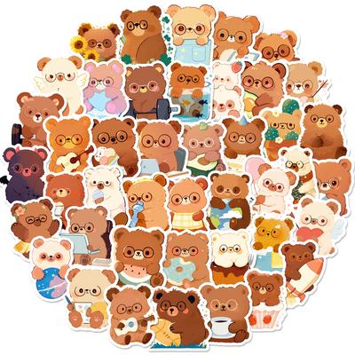 50 Cute Little Bear Stickers Wearing Glasses Cute Plush Bear Cute Stickers DIY Suitcase Hand