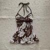 Women's Retro Floral Spaghetti Strap Slim Tank Top - Sleeveless Sweet Style