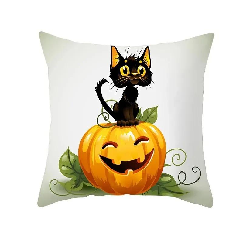 Halloween decorative cushion funny cat pillow sleeve is suitable for home living room sofa waist cushion bedroom decoration