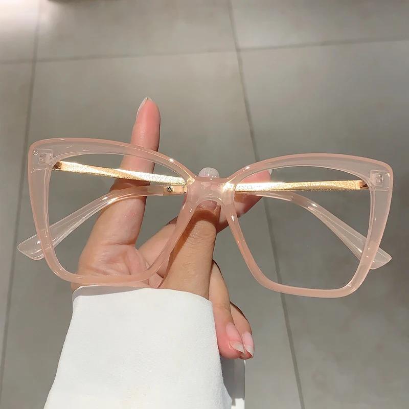 Oversized Cat Eye Eyeglasses Butterfly Candy Color Blue Light Blocking Eyewear Trendy Non-prescription Spectacles