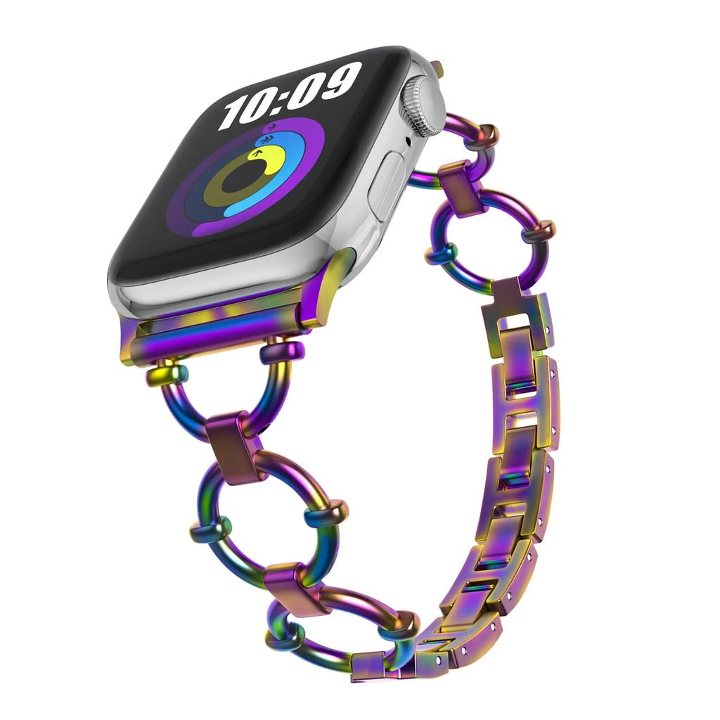 Bracelet métallique de luxe pour Apple Watch, bracelet chaîne tendance pour iWatch 987654321SE Ultra2 40 41 42 44 45 49mm, poignet femmes hommes