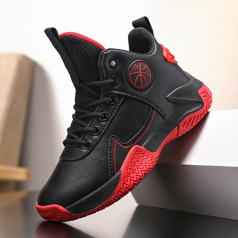 Children'S Basketball Shoes Winter New Leather Waterproof Wear-Resistant Sports Basketball Shoes Children'S Students Special Sports Shoes