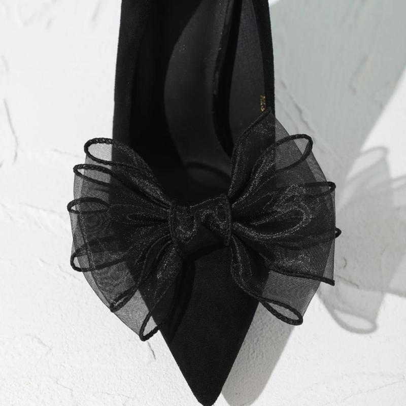 Sweet Style Multi-layer Bow Shoes Accessories Removable Bow Ponytail Girls Fashion Lace Accessories Shoes Accessories