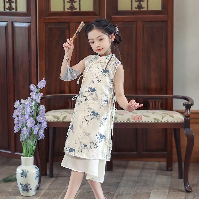 Girls' Summer Hanfu-Style Cheongsam Dress