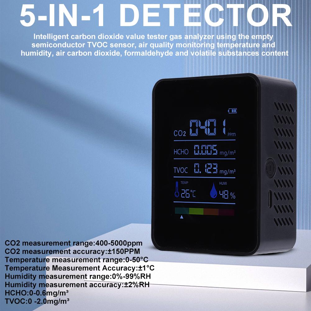 3/5/6/10 in 1 Digital Portable CO2 Meter LCD Display Temperature Humidity Tester Carbon Dioxide Detector Air Quality Monitor