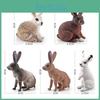 Simulated White Gray Brown Wild Rabbit Model Desktop Ornament For Children
