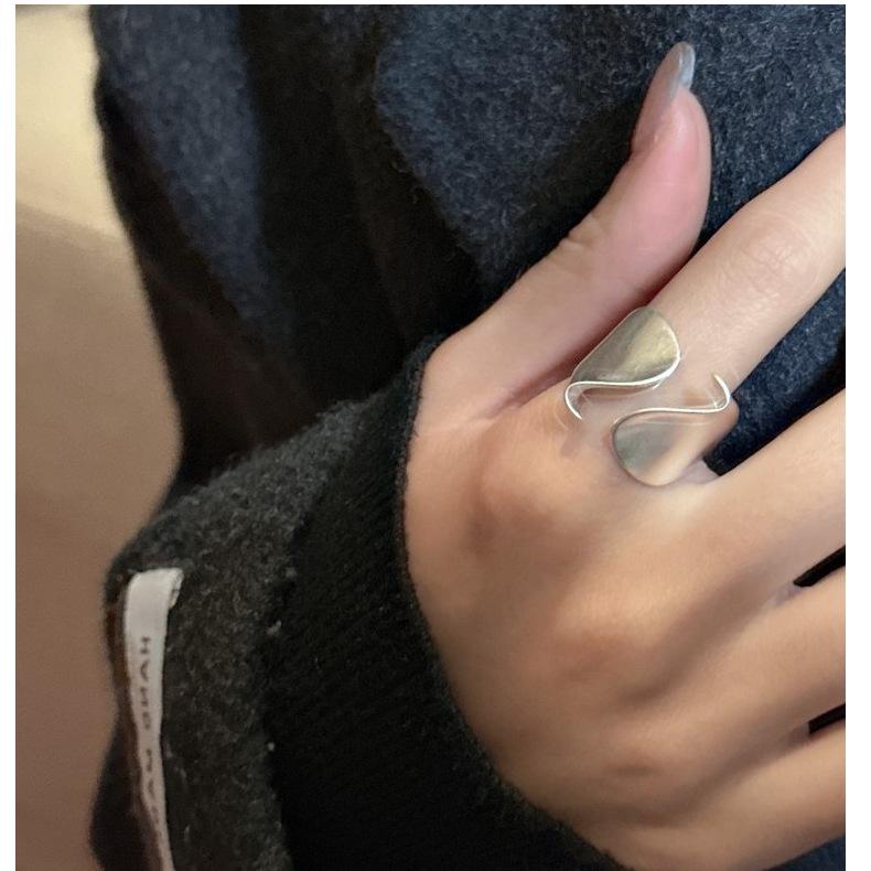 Korean Style S925 Sterling Silver Frosted Pleated Matte Ring