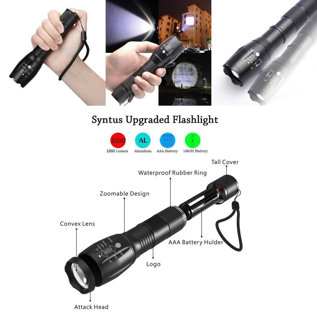 Durable And Lightweight Xm-l T6 Led Flashlight With Impact-resistant Design