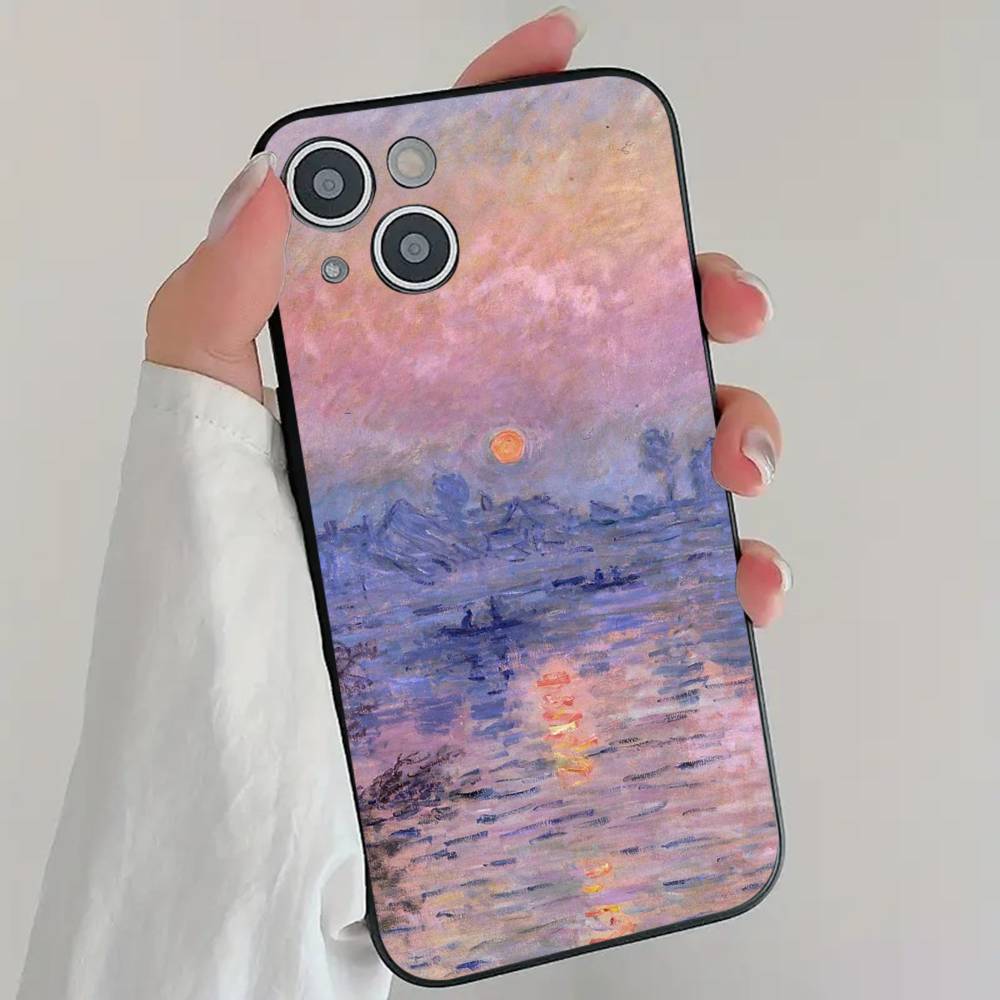 C-Claude M-Monet Art Style Phone Case Cool Black Silicone Soft For IPhone 16 15 14 13 12 11 X XR Plus Pro Max Plus