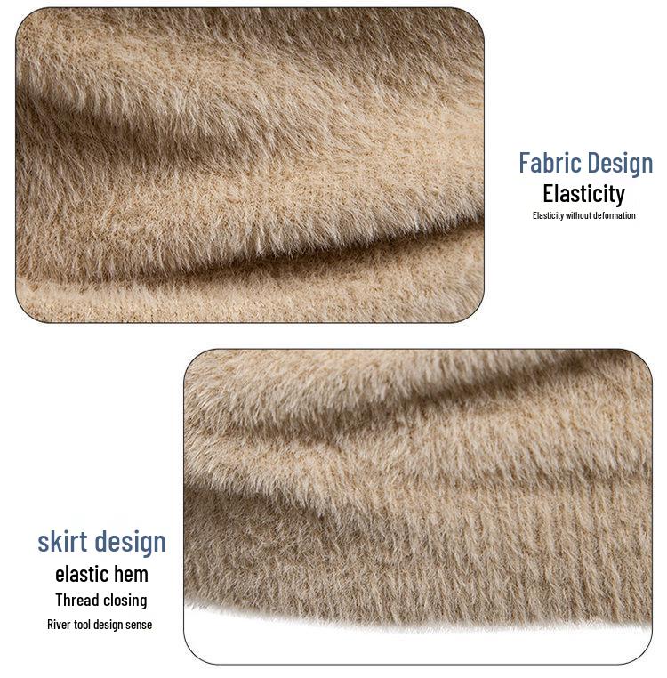 2025 Winter Men's Faux Mink Fur Round Neck Pullover Knitwear - Youth Fashion Casual Base Layer