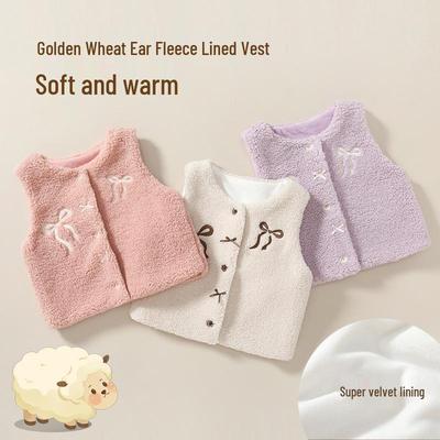 2025 Winter Baby Girls' Embroidered Double-Sided Fleece Vest (0-3Y)