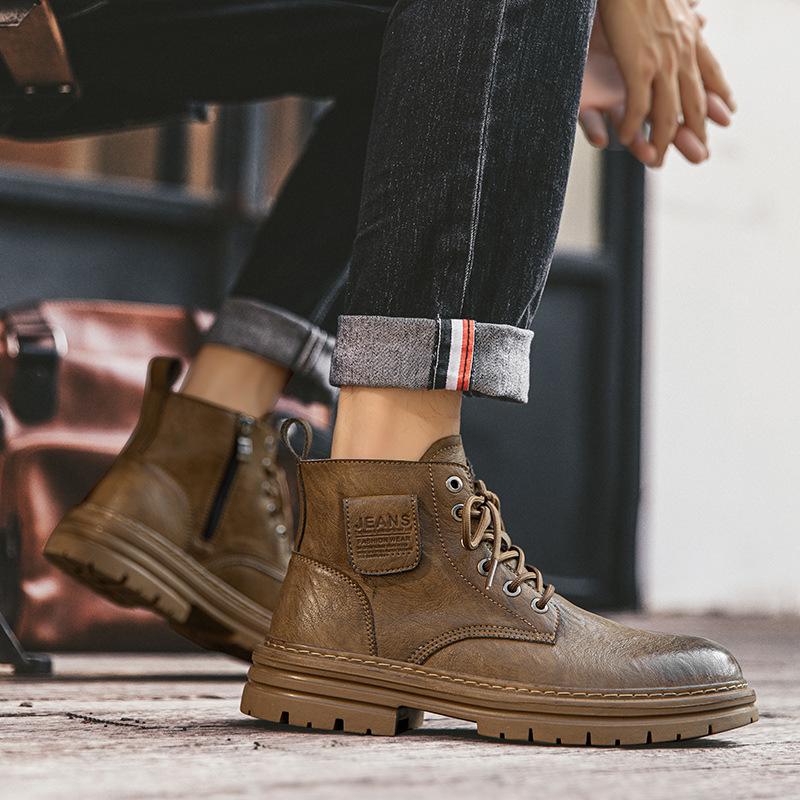 Martin boots autumn winter high-top British leather boots leather outdoor retro waterproof platform tooling shoes leather boots