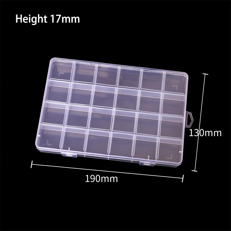 24 spor spikerdekal Oppbevaringsboks Nail Art Tilbehør Oppbevaringsboks Avtakbar Grid Nail Art Rhinestone smykkeskrin Tilbehør