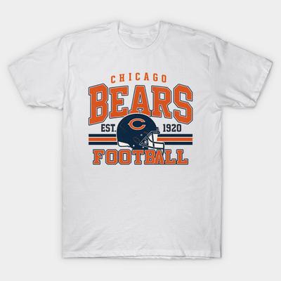 Asian Size Men Black Print T-shirt Chicago Bears No-Cut Heat Transfer Print Cotton Tshirt